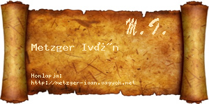 Metzger Iván névjegykártya
